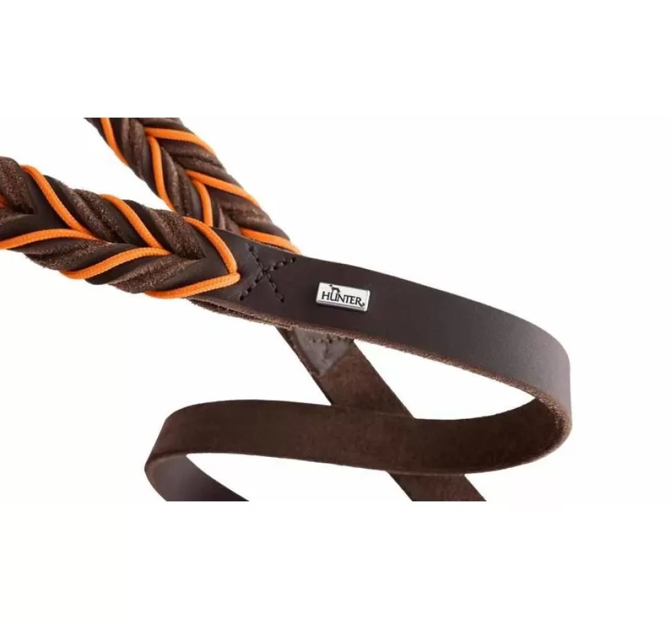 Hunter Hondenriem Solid Education Cord Bruin Oranje