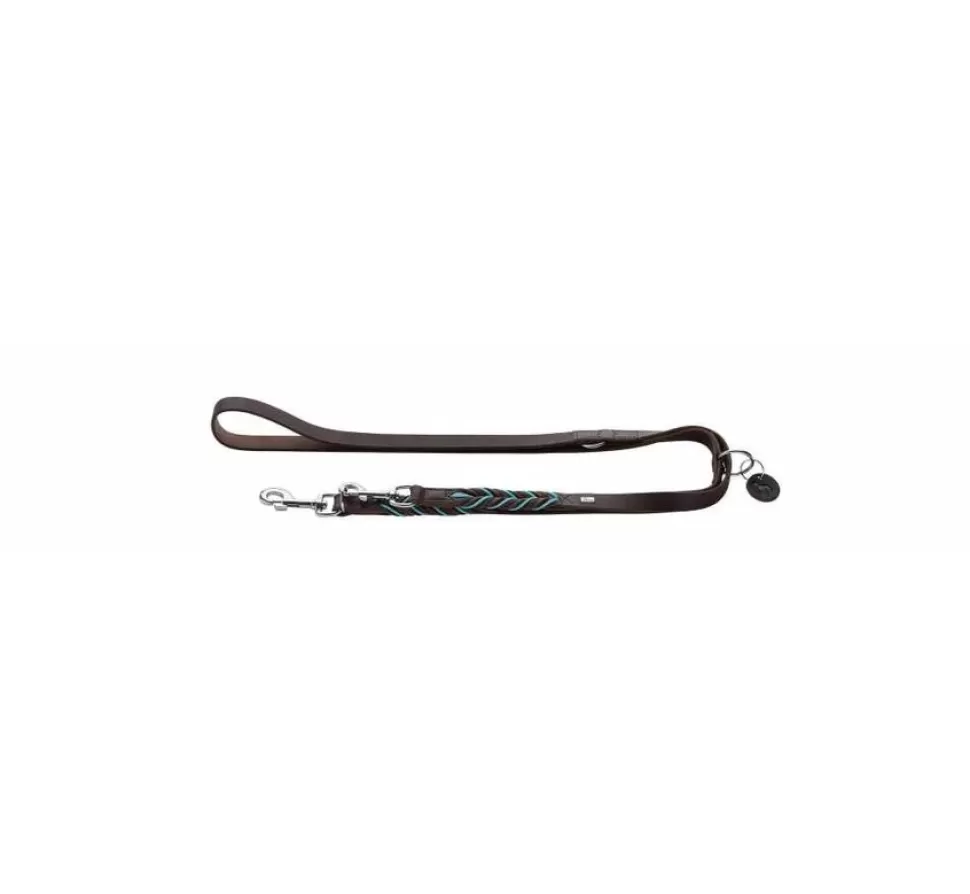 Hunter Hondenriem Solid Education Cord Bruin Turquoise