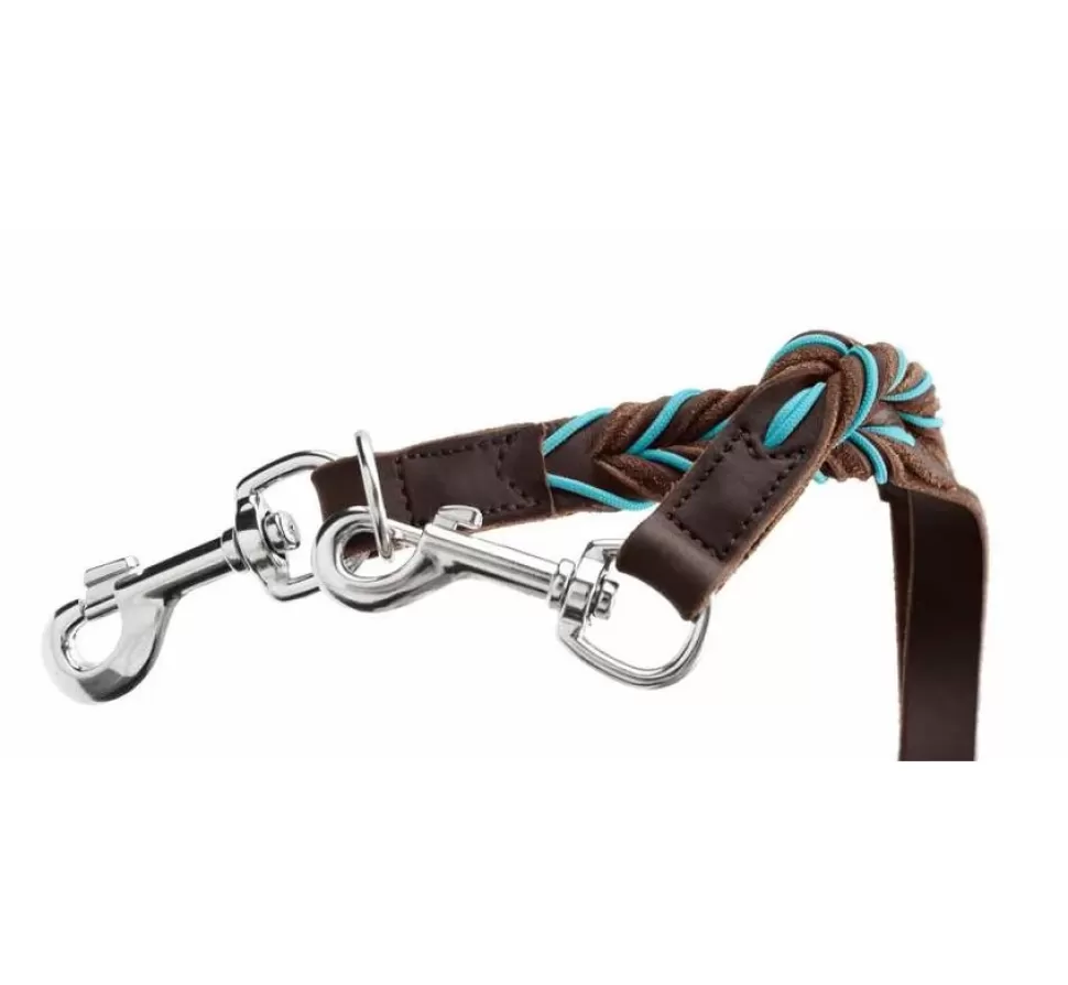 Hunter Hondenriem Solid Education Cord Bruin Turquoise